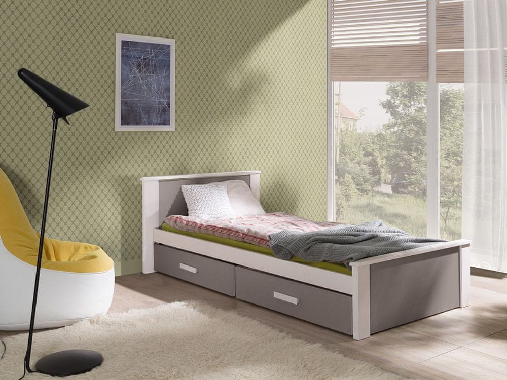 Veneti Detská posteľ s úložným priestorom 80x180 POLCH - biela / dub hľuzovka